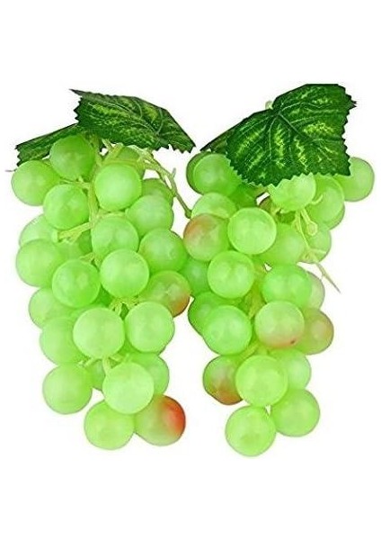 2li Set Yapay Meyve Yeşil Üzüm Süs Dekoratif Sahte Meyve 15CM