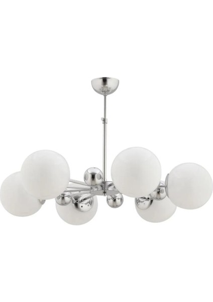 Istanbul Avize Nairobi 6'lı Gümüş Kasa Beyaz Glop Camlı Avize fiyatları