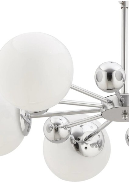 Istanbul Avize Nairobi 6'lı Gümüş Kasa Beyaz Glop Camlı Avize indirimleri