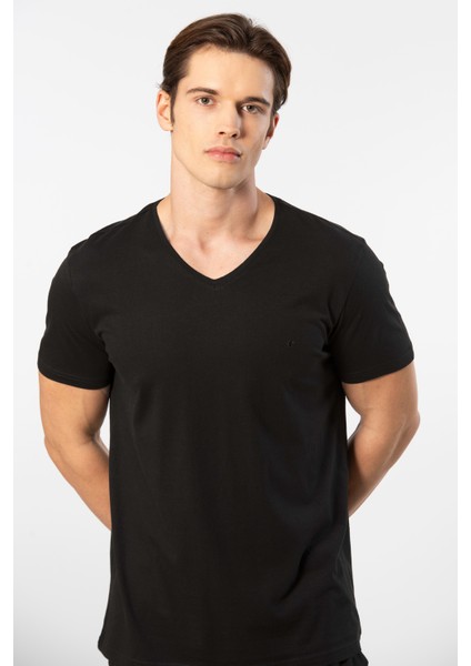 2192 Erkek Kısa Kollu V Yaka Pijama Takımı-Siyah modelleri