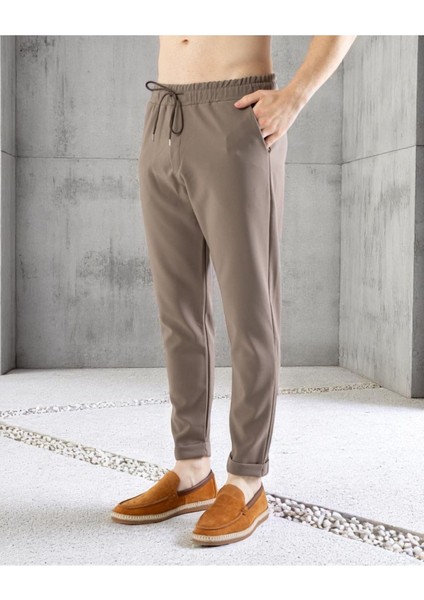 Erkek Rahat Kalıp Bağcıklı Pantolon | Bilek Boy | Cepli Günlük Slim Fit Model