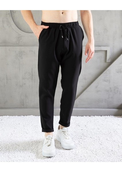 Erkek Rahat Kalıp Bağcıklı Pantolon | Bilek Boy | Cepli Günlük Slim Fit Model