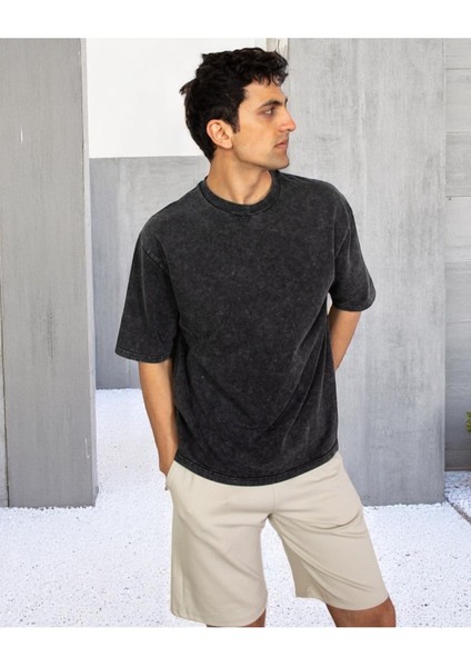 Erkek Oversize Yıkamalı Tişört | Rahat Kalıp | Günlük Tarz Basic Model fiyatları