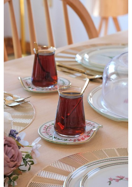 Crocus Altın Yaldızlı 6 Kişilik 34 Parça Pasta Servis Takımı
