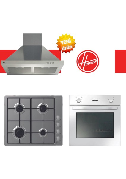 & Candy Cavella Ankastre Set ( HON100W Beyaz + CHW6LX Inox + HCH6MXTK Inox )
