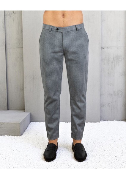 Erkek Çizgili Kumaş Pantolon Slim Fit | Şık ve Rahat Kesim Ofis & Günlük Stil