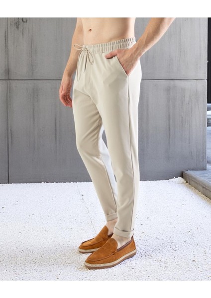 Erkek Rahat Kalıp Bağcıklı Pantolon | Bilek Boy | Cepli Günlük Slim Fit Model