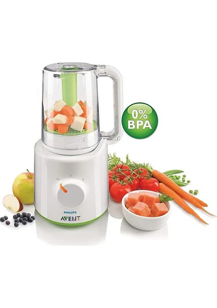 Avent SCF870/22 2’si 1 Arada Buharlı Pişirici & Blender Wasabi – Sağlıklı Bebek Maması | 12 Tarifli