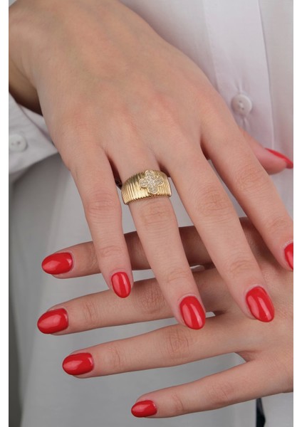 14 Ayar Altın Yonca Yüzük 628 modelleri