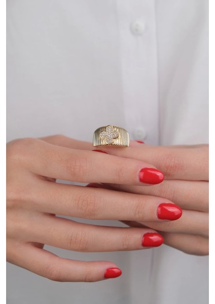 14 Ayar Altın Yonca Yüzük 628 fırsatları