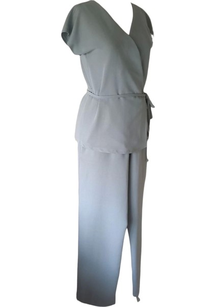 Mina Pamuk Keten Ikili Kruvaze Pantolon Takım fırsatları