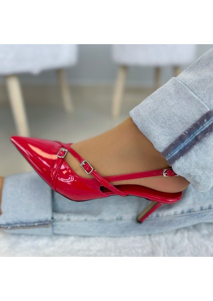 Rugan Sivri Burun Stiletto Kırmızı