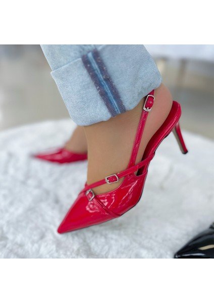Rugan Sivri Burun Stiletto Kırmızı