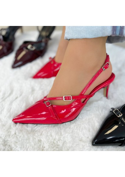 Rugan Sivri Burun Stiletto Kırmızı