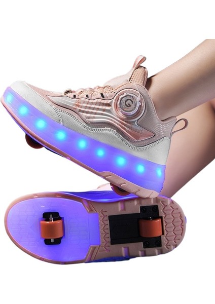 4 Tekerlekli USB Şarj Edilebilir LED Işıklı Paten (Yurt Dışından)