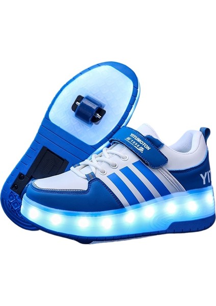 4 Tekerlekli USB Şarj Edilebilir LED Işıklı Paten (Yurt Dışından)