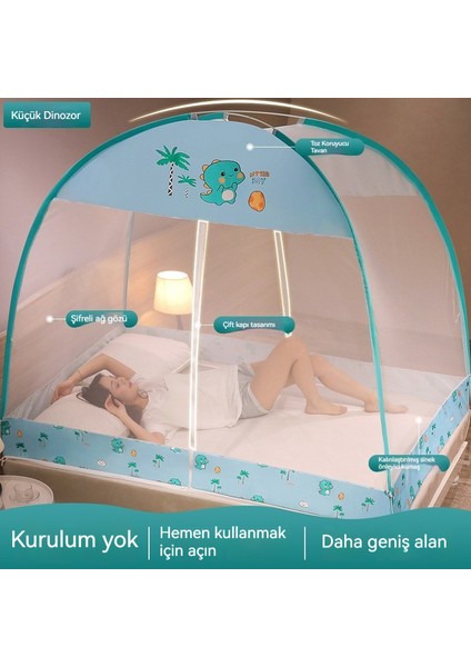 Yurt Cibinlik Ağı Kurulumsuz Ev Çocuk Desenli Çadır Çift Kapılı Fermuarlı Katlanır Yurt Çadır-1.8×2m (Yurt Dışından)