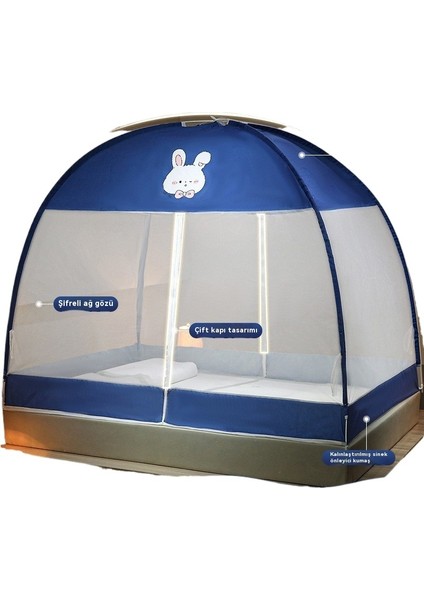 Yurt Cibinlik Ağı Kurulumsuz Ev Çocuk Desenli Çadır Çift Kapılı Fermuarlı Katlanır Yurt Çadır-1.5×2m (Yurt Dışından)