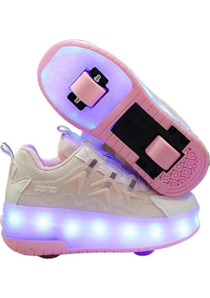 4 Tekerlekli USB Şarj Edilebilir LED Işıklı Paten (Yurt Dışından)