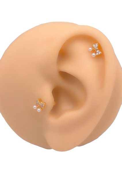 Cerrahi Çelik Piercing Zirkon Taşlı Fiyonk Figürlü Kıkırdak Helix Tragus PIERCING(1ADET) fiyatları