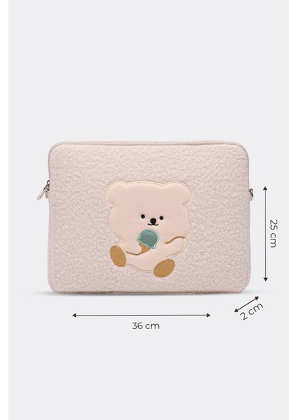 Teddy Bear Laptop Kılıfı 13" & 14" Inç Uyumlu Bej fırsatları