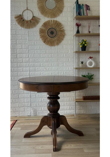 Concept Baba Ayaklı Masa Ahşap Yuvarlak Ceviz Renkli Açılır Masa (Çap 90 cm )