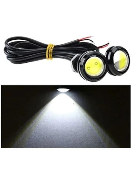 12V GÜNDÜZ SÜRÜŞ-AYNA ALTI LED BEYAZ (MERCEKLİ) (9/22 MM) (2 AD)