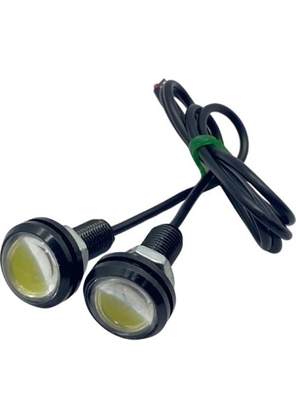 12V GÜNDÜZ SÜRÜŞ-AYNA ALTI LED BEYAZ (MERCEKLİ) (9/22 MM) (2 AD)