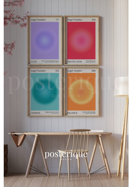 4'lü Set Aura Collection Çerçevesiz Tablo Çerçevesiz Poster Modern Poster Dekoratif Poster