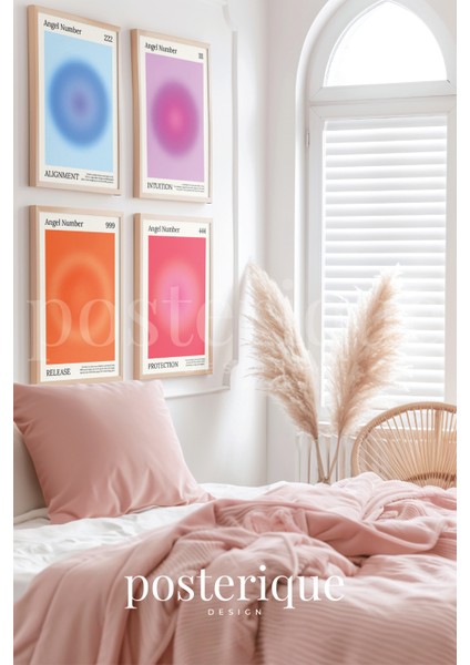 4'lü Set Aura Collection Çerçevesiz Tablo Çerçevesiz Poster Modern Poster Dekoratif Poster fırsatları