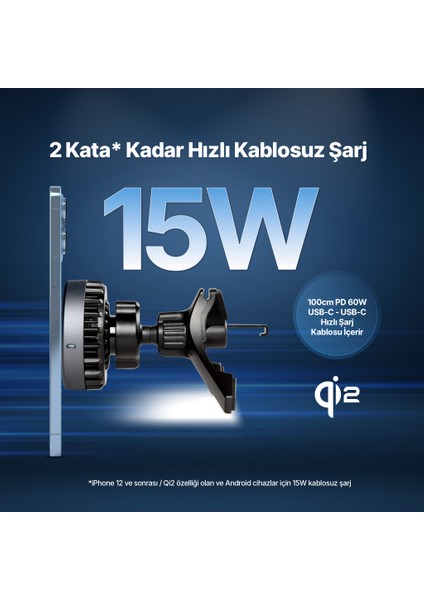 Aircharger Drive Pro Qi2/magsafe Özellikli 15W Iphone/android Soğutuculu Kablosuz Hızlı Şarj Öz