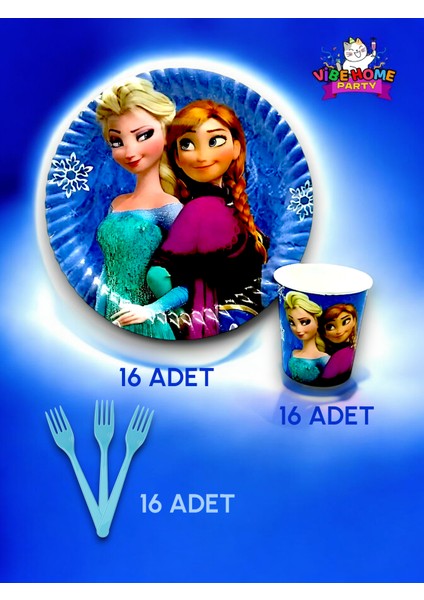 16 Kişilik Frozen Temalı Süper Eko Seti - Doğum Günü Parti ve Eğlenceli Etkinlikler