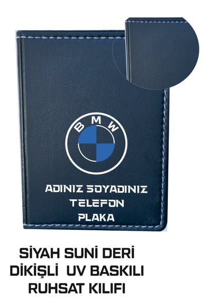 Bmw Logolu Suni Deri Kişiye Özel Isimli Ruhsat Kabı fiyatları