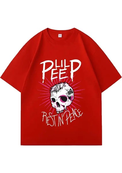 Rapçi Lil Peep Crybaby Tee Shrit Erkekler Kadın Giyim Hip Hop Büyük Boy Tritler Sıradan Gotik Büyük Boyutlar Gençler Renk: Kırmızı/boyut: Xs (Yurt Dışından)