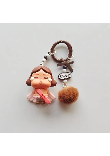 Kawaii Mini Crybaby Keychain Cartoon Creative Üç Boyutlu Bebek Okul Çantası Kolye Dekor Araba Ana Zinciri Kadınlar ve Erkekler Hediyeler Renk: 2 (Yurt Dışından)
