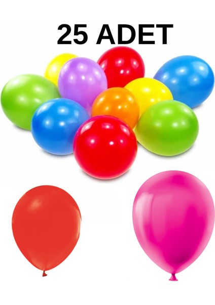 Renkli Balon 25 Li Karışık Renk Parti Doğum Günü Kutlama Özel Günler