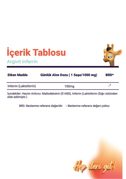 İnferrin Laktoferrin İçeren Takviye Edici Gıda 10 Saşe 3'lü Paket