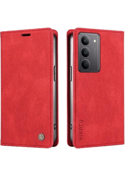 Realme 14X 5g Kılıf Ile Uyumlu Cilt Dostu Düz Renk Manyetik Kapak (Yurt Dışından)