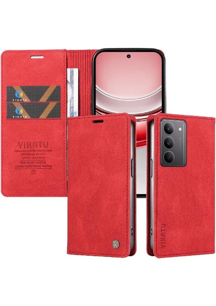 Realme 14X 5g Kılıf Ile Uyumlu Cilt Dostu Düz Renk Manyetik Kapak (Yurt Dışından)