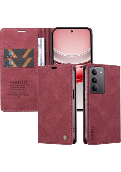 Realme 14X 5g Kılıf Ile Uyumlu Cilt Dostu Düz Renk Manyetik Kapak (Yurt Dışından)