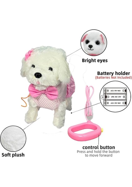 Elite Peluş Tasmalı Yürüyen Fiyonklu Köpek 25 cm Sesli Havlayan Kafa ve Kuyruk Sallayan Köpek 1 Adet fiyatları