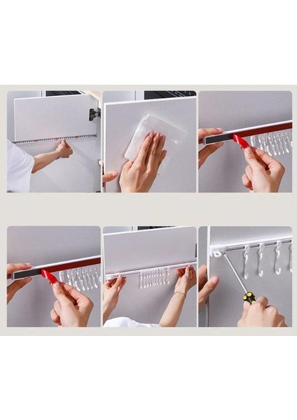 Hareketli 10 Kancalı Kendinden Yapışkanlı Askı 40CM fiyatları