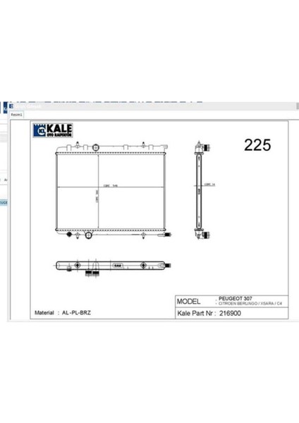 2043011AB Oto Radyatör Su Radyatörü 307 / Xsara C4 Berlingo 1.6i 16V 1.4i 1 Sıra