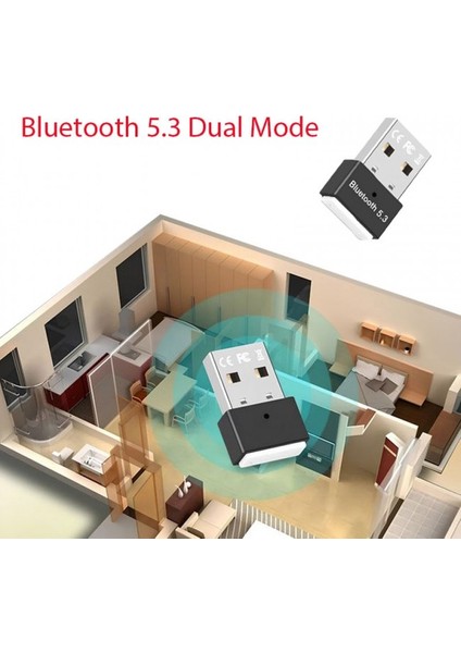 Dual Mod USB Bluetooth Adaptörü Kablosuz 5.3 Çift Modlu Bt Adaptör Siyah indirimleri