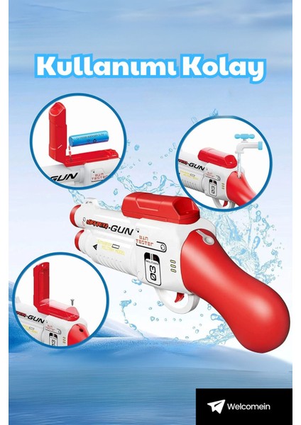Elite Oyuncak 5-7 Metre Menzilli Şarjlı Su Tabancası 550ML 26 cm Sızdırmaz Contalı Yaz Oyuncağı 1 Adet fırsatları