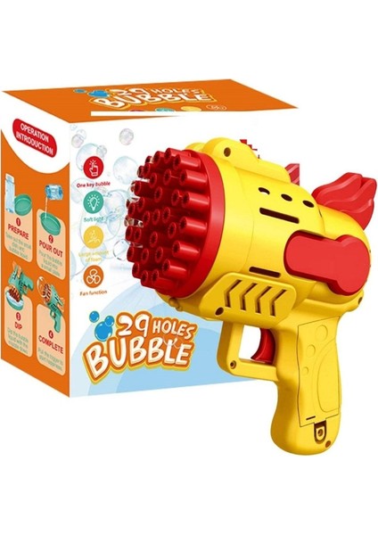 LED Light 29 Holes Bubbles Gun 29 Delikli Çoklu Köpük Atan Tabanca Sarı Köpük Tabancası Pilli 1 Adet