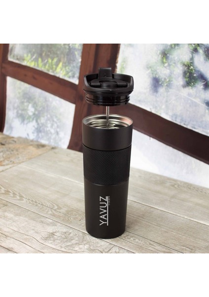 Kişiye Özel French Press Çelik Termos 450 ml