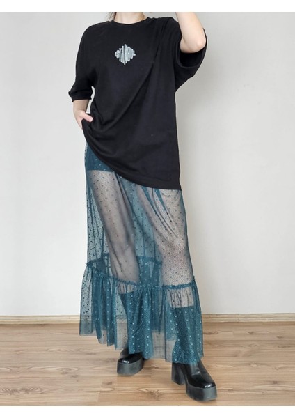 Fırıfırlı Uzun Dantel Etek