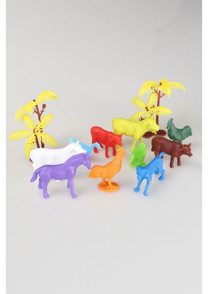 Elite Toy Play 12 Parça Renkli Mini Çiftlik Hayvanları Figür Seti 4-6 cm SKU676 1 Adet