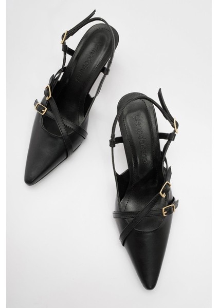 Kadın Sivri Burun Topuklu Ayakkabı SİYAH CİLT fiyatları